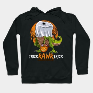 Trick Rawr Trick Halloween Dinosaur Ghost T Rex Hoodie